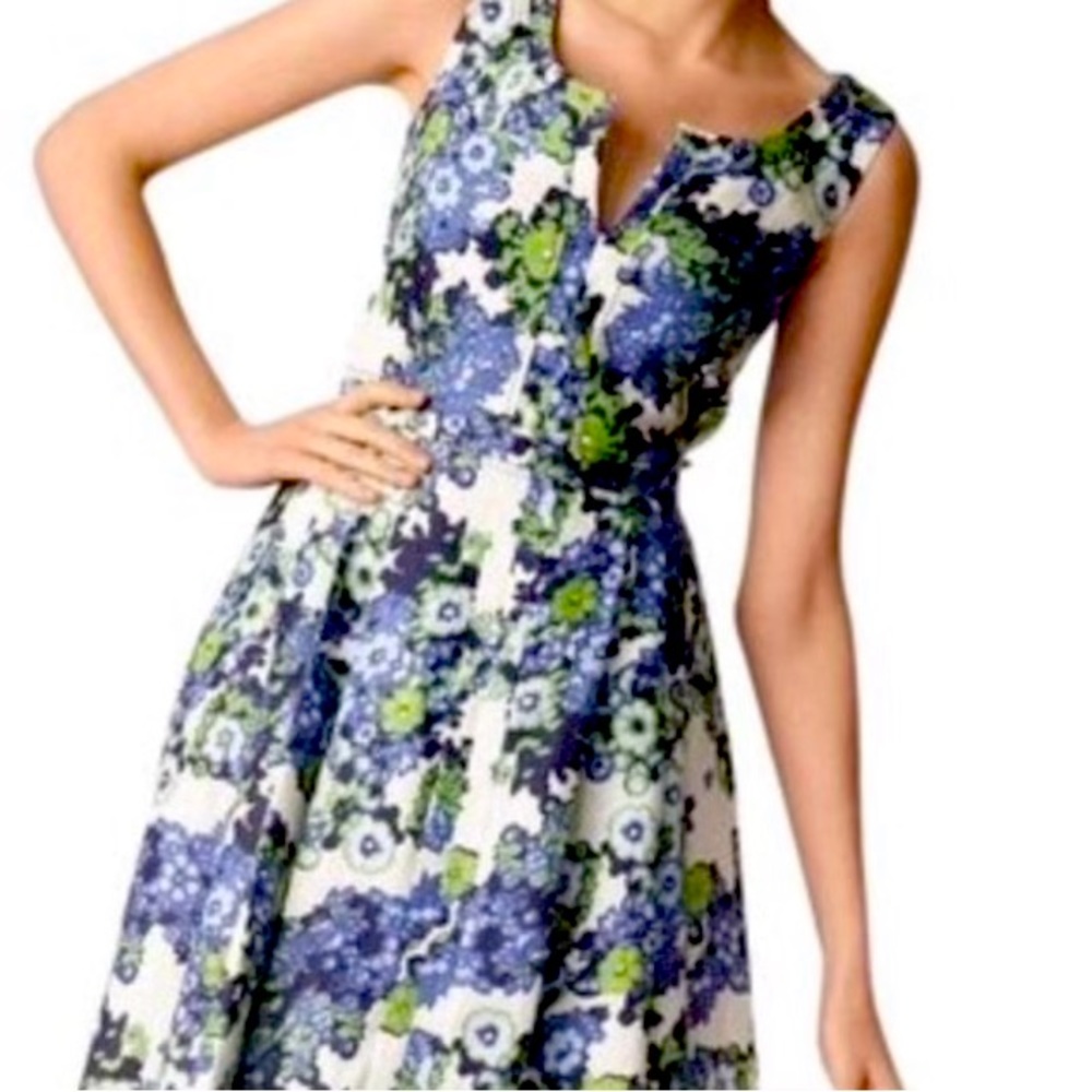 Tory Burch White Blue & Green Casual Dress